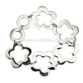 Shiny Silver Flower Link Chain Stainless Steel Bracelet